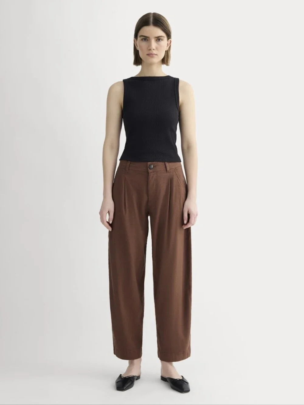 Everlane Brown Wide Leg Everywhere Pants in Stretch Linen - Size 14